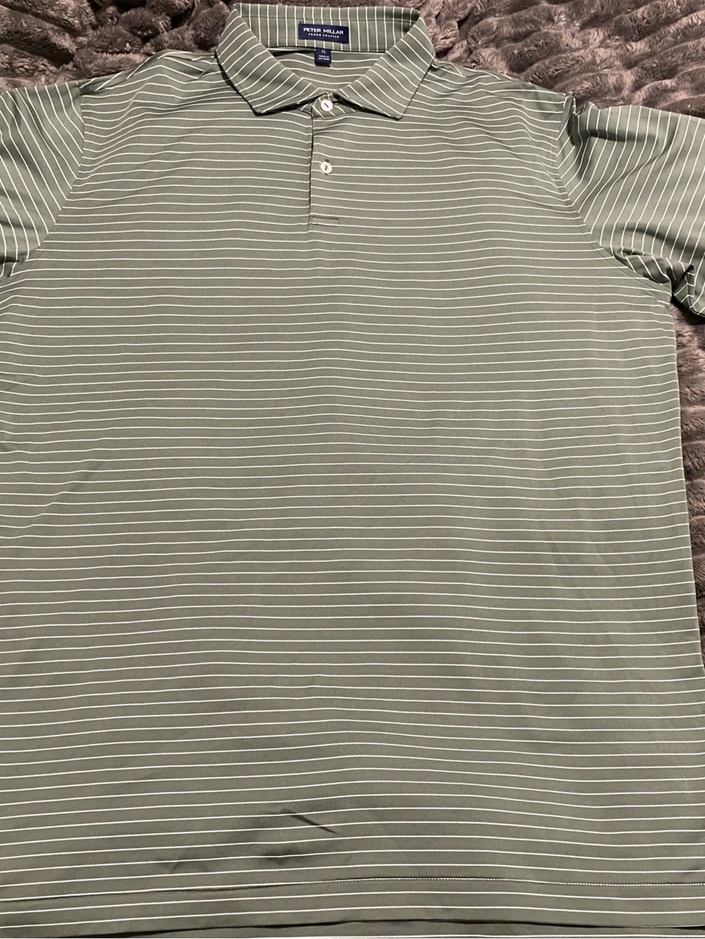 Peter Millar Olive Green Striped Polo